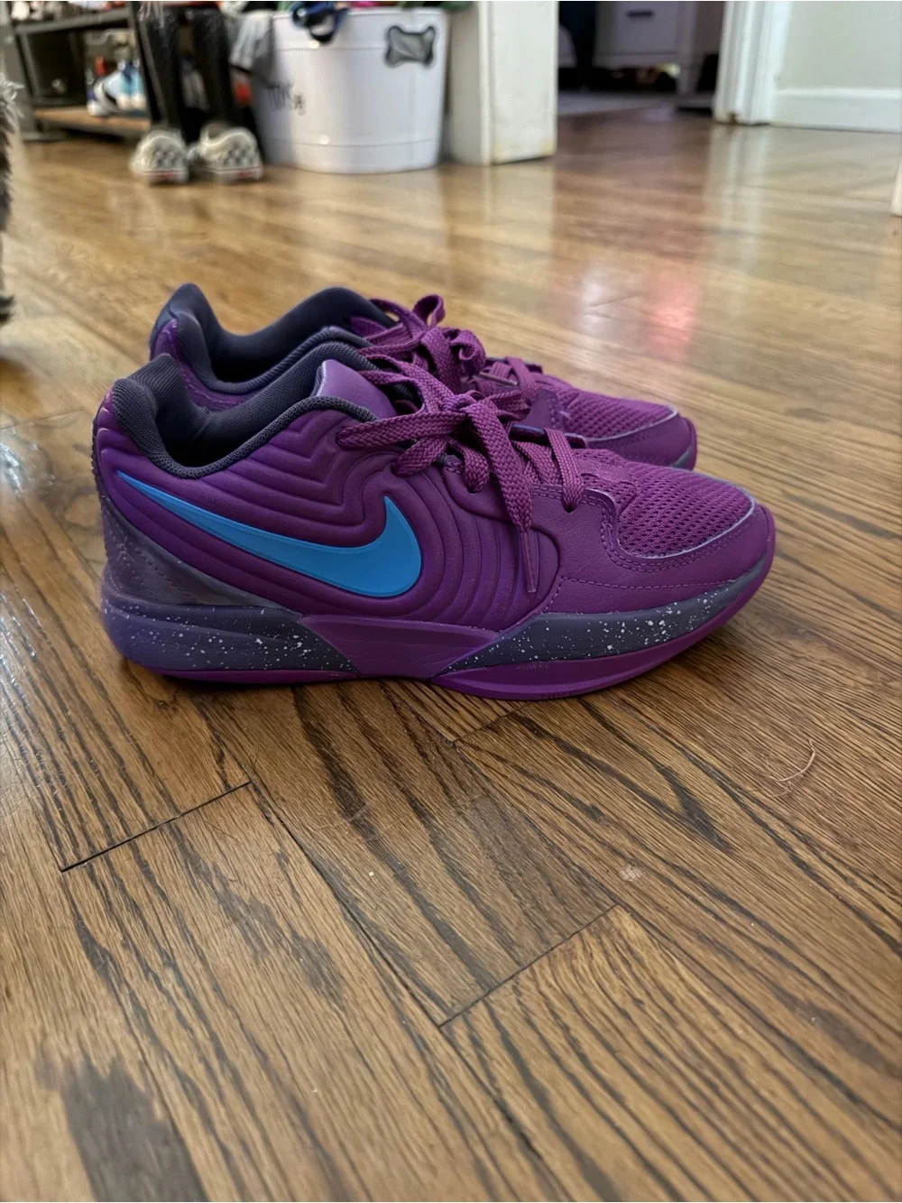 Nike Kids Purple Sneakers with Blue Swoosh